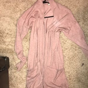 Long pink sweater